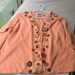 Storybook Knits embroidery Floral Spring Vibes Cardigan Faux Pearl Buttons